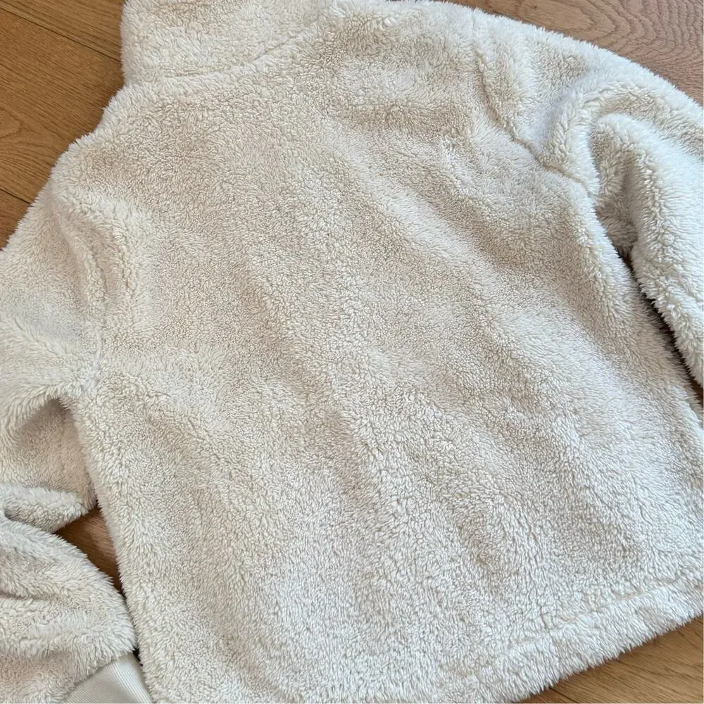 J.Crew Funnel Neck Sherpa Zip Up Jacket Womens XS Ivory Cream Oversized Cozy